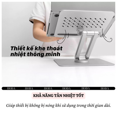 Giá đỡ nhôm nguyên khối tản nhiệt Xoay 360 độ hiệu WIWU S801 cho Laptop / Macbook / iPad từ 10 - 17 inch, Gấp gọn tiện lợi - Hàng nhập khẩu