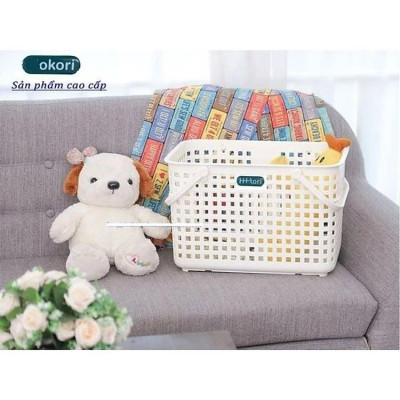 Giỏ đựng đồ sơ sinh làn nhựa đựng đồ cho mẹ đi sinh có nắp phong cách bắc âu MH(2608)