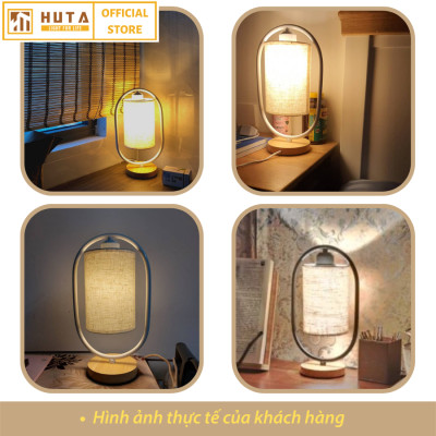 Đèn Ngủ Gỗ HUTA Light For Life G6 Chao Tròn Vingtage Kiểu Dáng Mới Lạ, Decor Trang Trí Phòng Ngủ,Tăng giảm Độ Sáng, Bóng Led Sáng Vàng Tiết Kiệm Điện