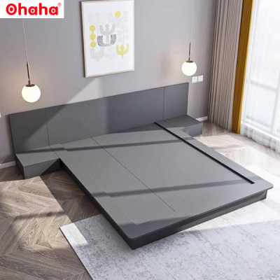 [Kèm Video thực tế & Miễn phí vận chuyển, lắp đặt] Giường ngủ bệt thông minh kiểu Nhật cao cấp có vách ốp đầu giường và đèn Led cảm ứng Ohaha - GB003