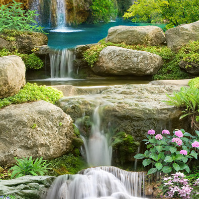 Tranh dán tường cảnh thác nước đẹp khổ dọc LV-0152