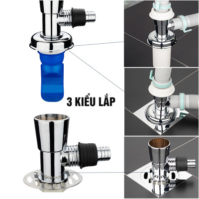 Bộ thoát nước máy giặt, nước thải, chống mùi hôi, ngăn côn trùng lắp thoát sàn, chia 2 Ngang đứng, Minh House