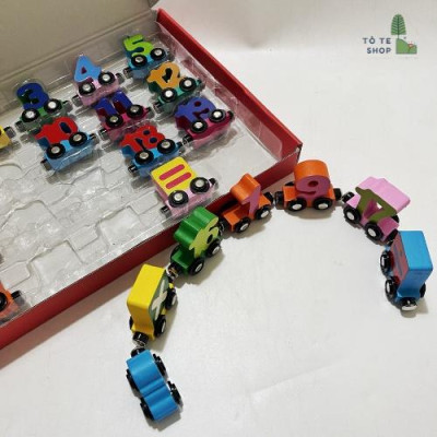 Đoàn Tàu Kéo Số Và Chữ Nam Châm, Đồ Chơi Gỗ Giáo Dục Phát Triển Trí Tuệ Cho Bé