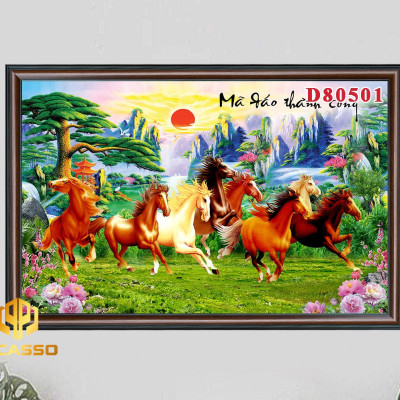 Tranh kính Bát mã tung hoành D602 43 (Được chọn mẫu)