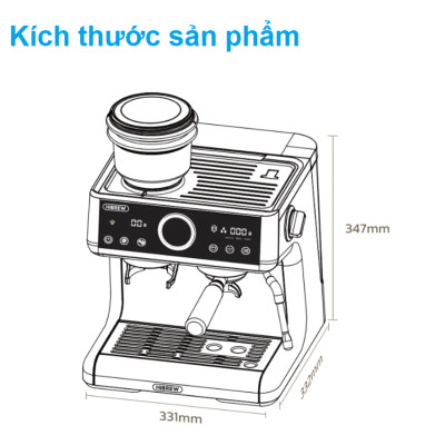 Máy pha cà phê Espresso chuyên nghiệp 3 trong 1 thương hiệu Mỹ cao cấp HiBREW H7A - Hàng Nhập Khẩu