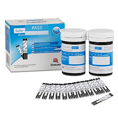Combo Hộp 50 que thử đường huyết và 50 kim lấy máu cho máy đo đường huyết Sinocare Safe - Accu