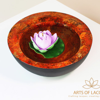 Bát Sơn Mài Thả Hoa Tròn