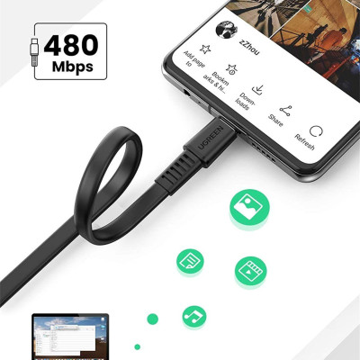 Ugreen UG10974US333TK 0.5M 2.0 PD 3A 20V màu đen USB type C Cáp sạc và truyền dữ liệu máy tính ra điện thoại - HÀNG CHÍNH HÃNG