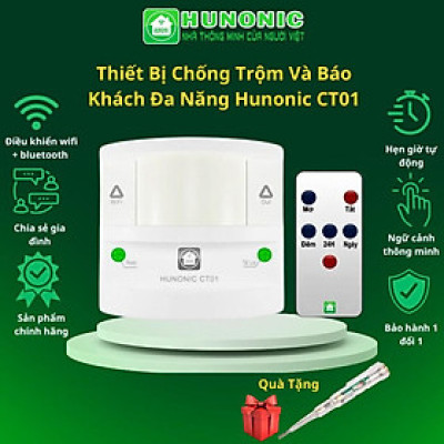 Thiết Bị Chống Trộm Hunonic Và Báo Khách Hunonic CT01 Báo Động Bằng Loa Và Thông Báo Về Điện Thoại
