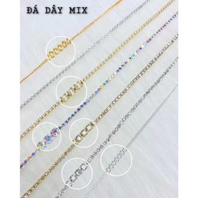 Charm Dây Xích Khay 7 Ô Kim Loại Đính Đá, Thiết Kế Đa Dạng, Bền Bỉ Không Gỉ, Dễ Cắt Tùy Chỉnh, Làm Nail Phong Cách Women Nữ