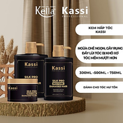 Combo kem hấp dầu tóc Kassi Silk Pro (Chai 300ml/500ml/750ml)