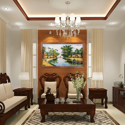 D801 01 Tranh kính làng quê Việt Nam ( được chọn mẫu)