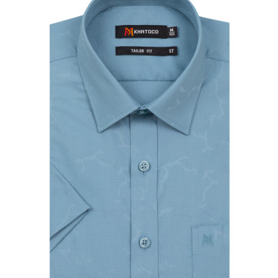Áo sơ mi nam KHATOCO ngắn tay họa tiết A1MN468T2-CNMK654-2611-N