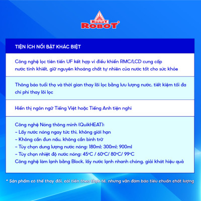 MÁY LỌC NƯỚC NÓNG THÔNG MINH LẠNH ROBOT UltraQC-6U - Hàng Chính Hãng