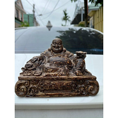 Tượng phật Di Lặc phong thủy gỗ trầm hương sánh chìm để bàn làm việc, taplo xe ô tô, xe hơi