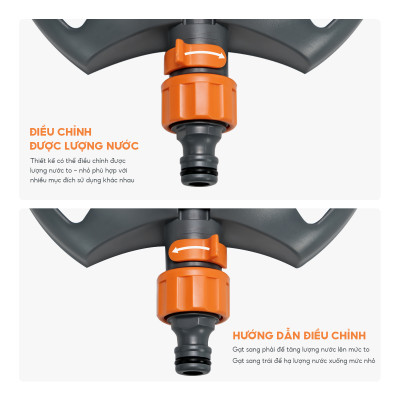 Đầu vòi phun nước tưới cây Lebenlang LBL3369, gồm 8 kiểu phun nước đa dạng khác nhau, thiết kế tiện dụng - hàng chính hãng