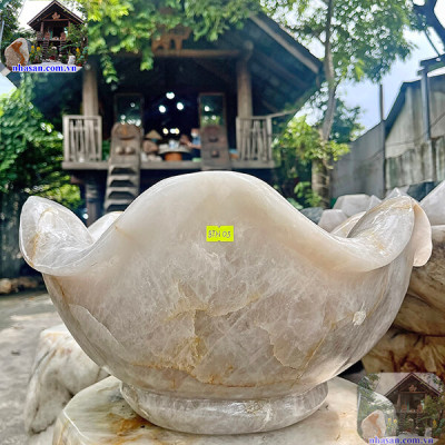 Bát sen thả hoa đá thạch anh NHA SAN BTH03 Biểu tượng của thuần khiết và thanh tịnh - 38kg (46.3 x 22 cm)