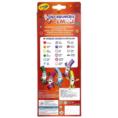 Hộp 16 Bút Lông Màu Pip Squeaks Emoji - Dễ Tẩy Rửa - Crayola 588717