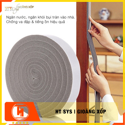 Bộ 02 cuộn mút xốp dán khe cửa HT SYS - Cách âm - Giảm chấn - Chống bụi - Gioăng xốp bản 15mm x2 mét