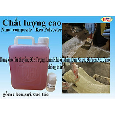 Nhựa Composite - Keo Polyester resin FTAKY và sợi thủy tinh, Chổi, dùng đúc tượng, làm khuôn mẫu, dàn nhựa, độ yên xe, cano.
