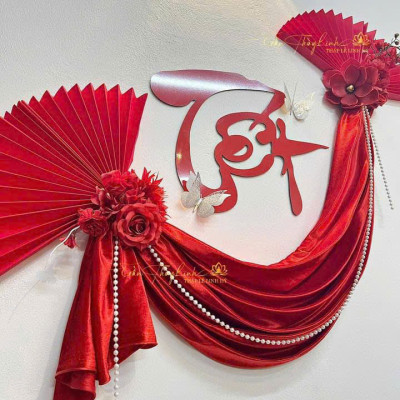 Set Trang Trí Tết, Đồ Decor Tết 2025 Chữ Tết Alu Đỏ Kèm Vải Nhung Và Hoa Chúc Mừng Năm Mới - HÀNG CHÍNH HÃNG MINIIN