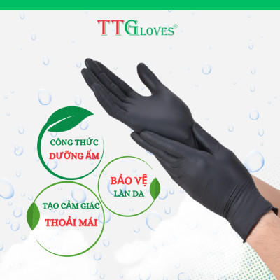 Găng Tay Y Tế Size XS Không Bột Nitrile Màu Đen TTGLOVES (100 chiếc)