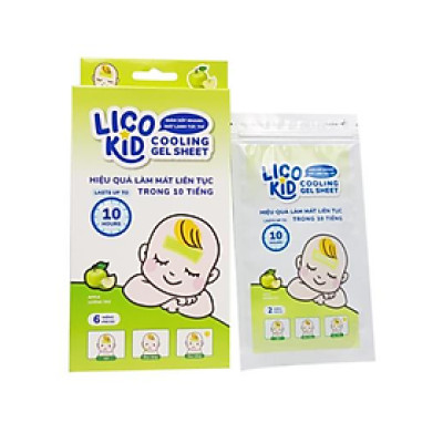 DÁN HẠ SỐT NHANH, GIẢM ĐAU, CHÙM MÁT LẠNH LICO KID TÁO -  Hộp 6 Miếng