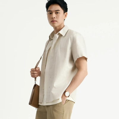 Áo sơ mi tay ngắn nam cotton linen Form Regular - RT 10S25SHS004 | ROUTINE CÀ MAU
