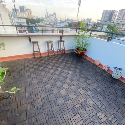 Vỉ Gỗ Lót Sàn Ban Công Thương Hiệu ANKAN Gu Màu Đen 12 Nan, Ván Lót Sàn Gỗ Tự Nhiên Dùng Để Lót Sân Vườn, Hồ Bơi, Phòng Spa, Siêu Bền, Chịu Nước Tốt, Chống Trơn Trượt, Tiêu Chuẩn Xuất Khẩu