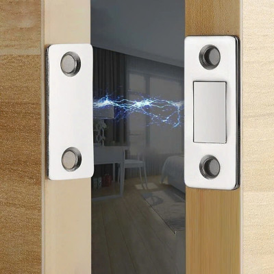 COMBO 2 Nam Châm Gắn Cánh Tủ, Giữ Cánh Cửa Có Lực Hút Mạnh - Giữ Chốt Cánh Tủ Quần Áo, Ngăn Kéo, Tủ Bếp Tiện Lợi, LOẠI THẲNG - MÀU BẠC