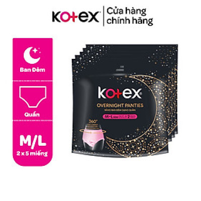 Combo 5 Băng Vệ Sinh Kotex Ban Đêm Dạng Quần cỡ M/L 5 miếng