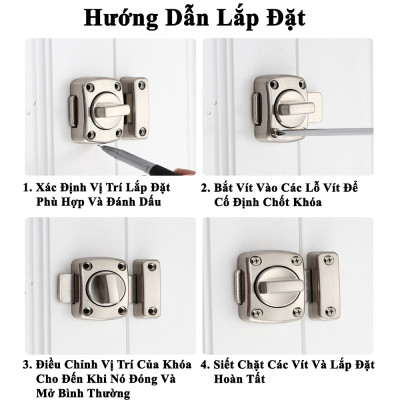 Khóa Chốt Núm Xoay KUNBE Hợp Kim Bền Bỉ An Toàn, Phù Hợp Nhiều Loại Cửa