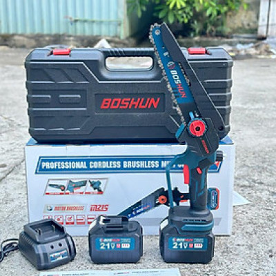 Máy Cưa Pin 8 Inch Boshun Cầm Tay - CS08 - Tốc Độ Cưa 7m/s - Không Chổi Than Cao Cấp - Chân Pin Phổ Thông 2 Pin 15 Cell 21V/6Ah