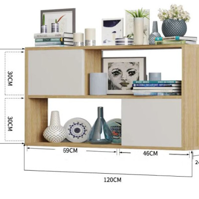 Kệ Gỗ Treo Tường 2 Tầng 2 Cánh Tủ Màu Trắng và Sồi Juno Sofa CTKT413 KT 120x65x24cm
