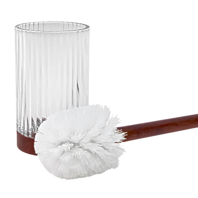 Bộ Dụng Cụ Cọ Toilet Thuỷ Tinh ROMEO Màu Trong W9xD9xH39Cm |Index Living Mall| Nội Thất Thái Lan