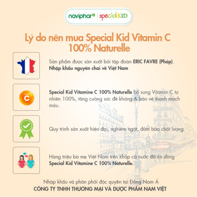 TPBVSK Special Kid Vitamine C 100% Naturelle - Siro bổ sung Vitamine C hữu cơ tự nhiên, tăng cường sức đề kháng (125ml) [Nhập khẩu Pháp]