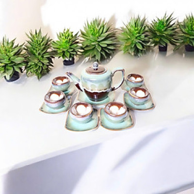 BỘ ẤM CHÉN HỎA BIẾN MEN LỤC BẢO