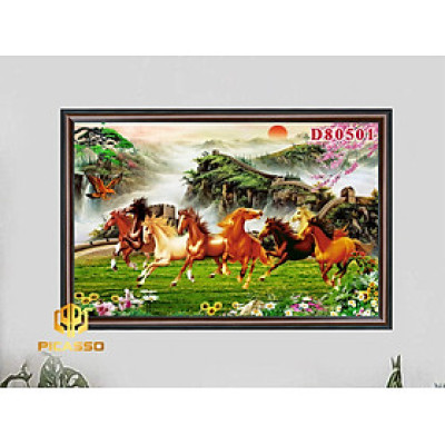 Tranh kính Bát mã tung hoành D602 44 (Được chọn mẫu)