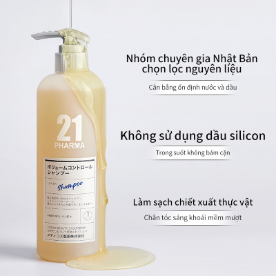Dầu gội Kiềm Dầu Pharma 21 Nhật Bản Dầu gội đầu Giảm Bết, Mềm Mượt, Phục Hồi Tóc Hư Tôn - Chai 600ml