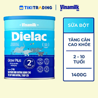 Sữa bột Vinamilk Dielac Grow Plus 2+ Hộp thiếc 1400g (Sữa Non)