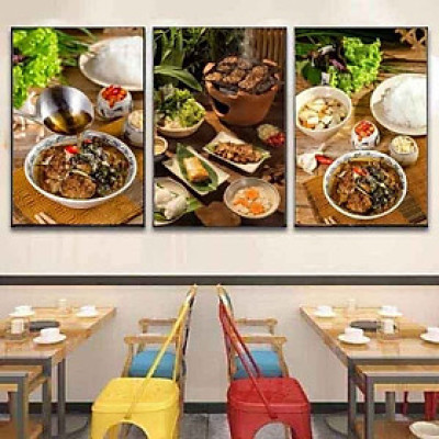 ((HCM) Tranh treo tường tráng gương bún chả 5 trang trí quán ăn,nhà hàng kèm đinh treo