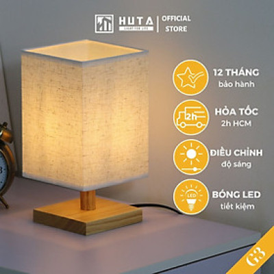 Đèn Ngủ HUTA Light For Life G3 Chao Vuông Độc Đáo Vingtage, Decor Trang Trí Phòng Ngủ, Điều Chỉnh Độ Sáng, Bóng Led Sáng Vàng Tiết Kiệm Điện