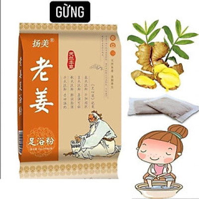 Túi 100 Gói Ngâm Chân Thảo Dược Gừng, Đương Quy, Nghệ Tay, Ngải Cứu Giúp Lưu Thông Máu, Giảm Đau Mỏi