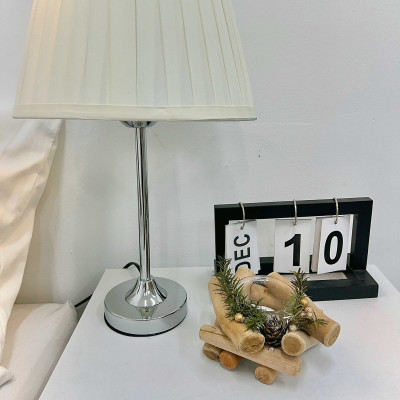 Đèn ngủ trang trí đèn bàn làm việc kim loại bạc mạ sơn chống rỉ có nút điều chỉnh sáng DBK007