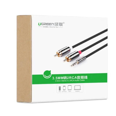 Ugreen UG10749AV116TK 1M màu Đen Cáp âm thanh 2 đầu Bông sen sang 3.5mm Dương mạ vàng - HÀNG CHÍNH HÃNG