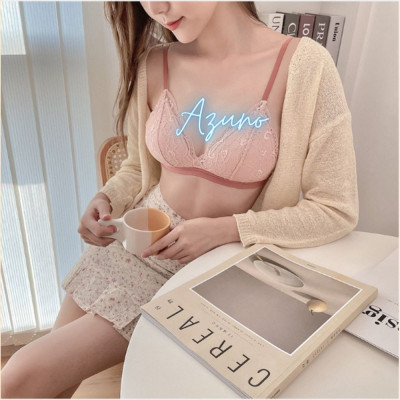  Áo Lót Nữ Không Gọng Viền Ren, Áo Ngực Đệm Mỏng  Hở Lưng Nâng Ngực Cao Cấp Azuno A6915