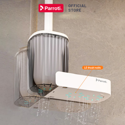 Cây Cọ Bồn Cầu Thông Minh 2 Trong 1, Dán Tường, Có Khay Đựng Nước Tẩy Rửa, Đầu Cọ Cước Mềm Parroti  Slim - SL05