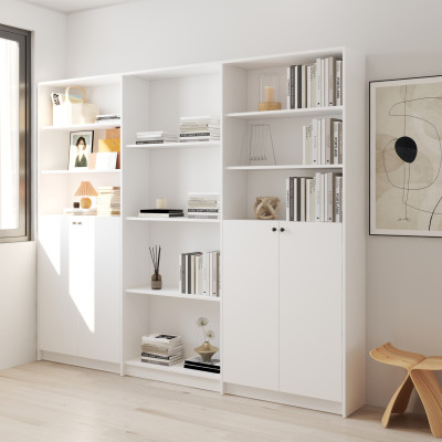 HAPPY FURNITURE , Kệ sách 4 cửa mở - CATY, KSA_080 , 240cm x 30cm x 202cm DxRxC