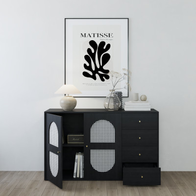 HAPPY FURNITURE , Tủ quần áo 4 ngăn kéo 2 cửa mở - MAY , TLT_059 , 140cm x 45cm x 84cm DxRxC