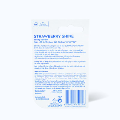 Son Dưỡng Môi NIVEA Strawberry Shine Hương Dâu - Màu đỏ (Thỏi 4.8g)